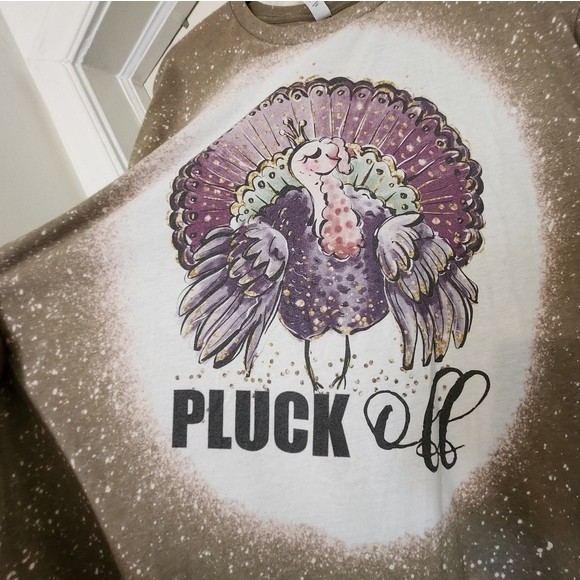 Bella Canvas Plus Size Pluck Off Tan and Purple Bleached Graphic T-Shirt 4XL - Picture 2 of 3